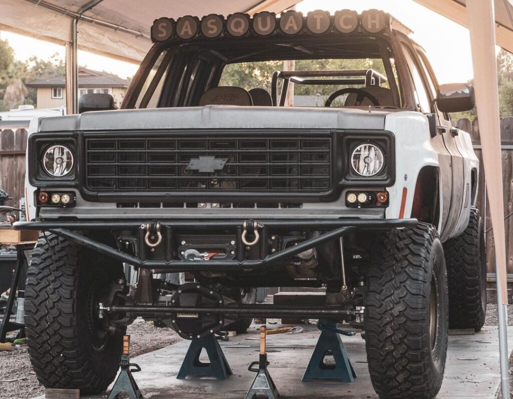 Lifted Squarebody Chevy K30 Crew Cab on 38s With a Prerunner Kick