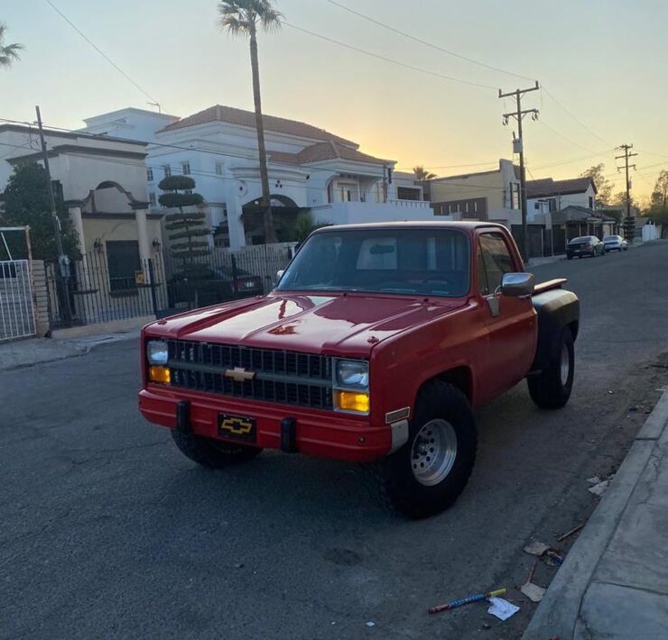 Red 1979 Chevy Cheyenne Prerunner baja truck