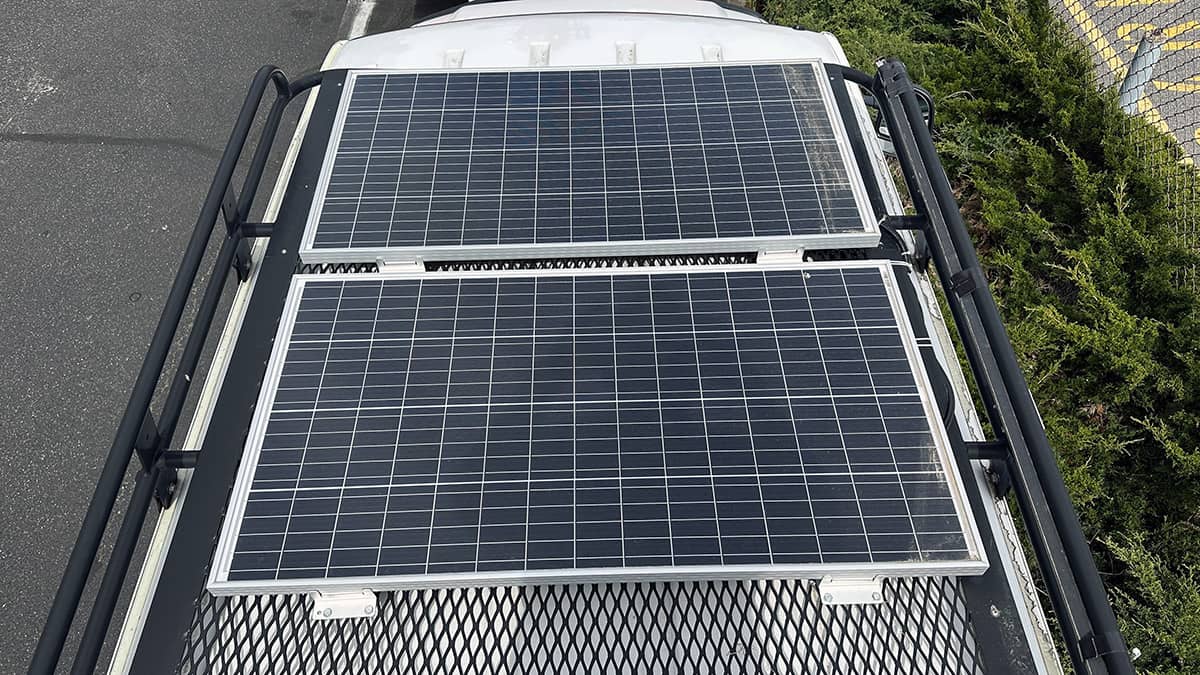 Ford E350 with Two solar panels and upgraded electrical system