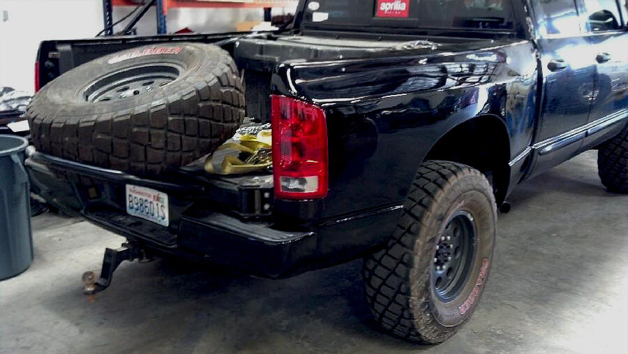 dodge ram prerunner bed spare tire carrier