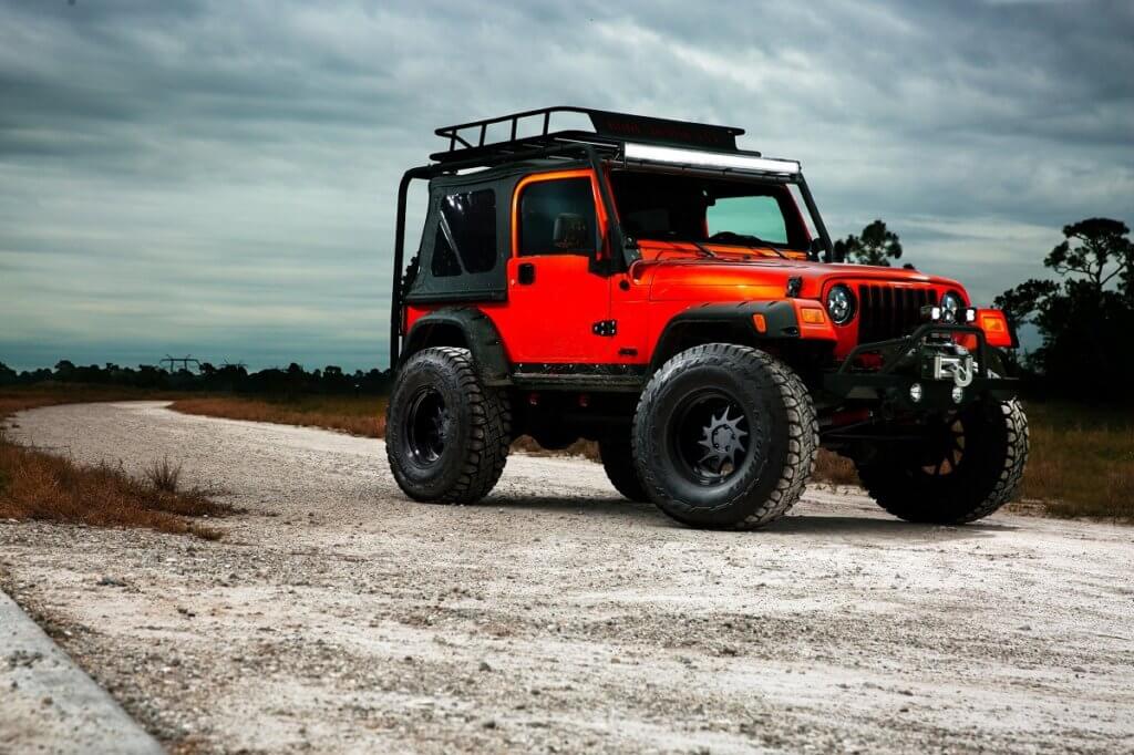 Lifted Jeep Wrangler TJ overlander on 35 inch wheels and offroad tires