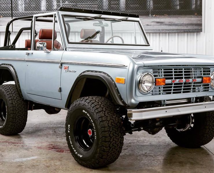 Early Ford Bronco with offroad wheels restored