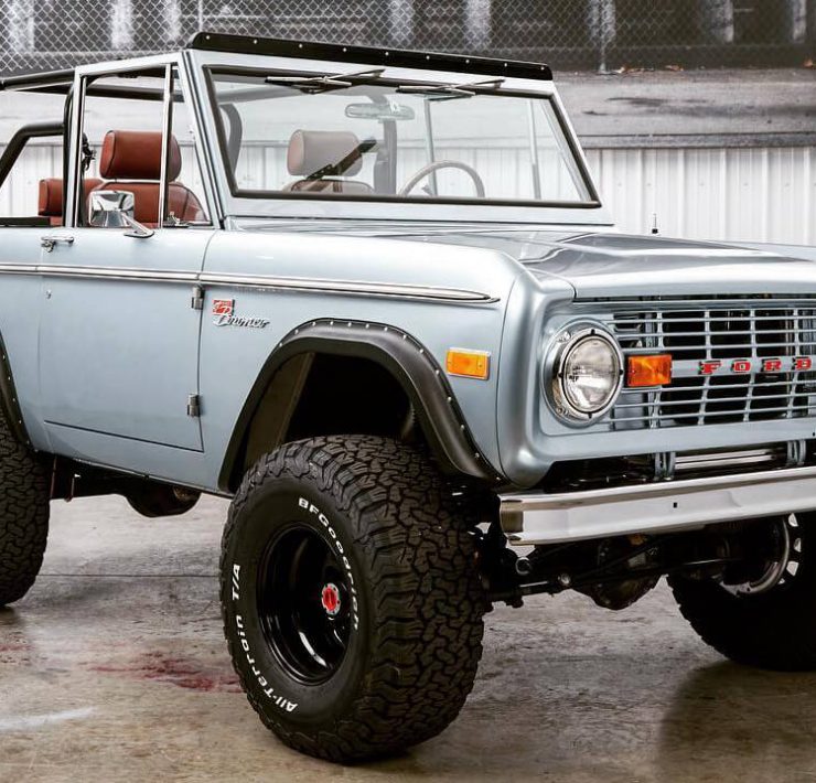 Early Ford Bronco with offroad wheels restored