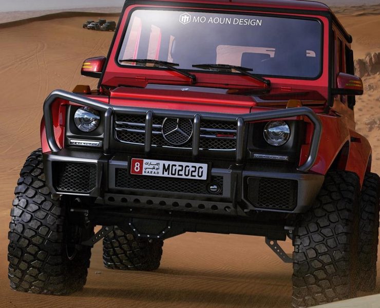 Lifted Mercedes G-Class offroad bumper with a bush guard