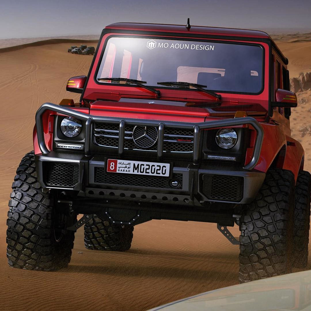 Lifted Mercedes G-Class offroad bumper with a bush guard