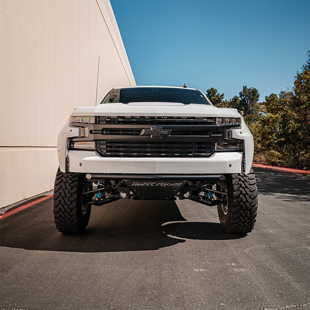 Dirt King Front tubular prerunner bumper on chevy silverado 1500 with black grille