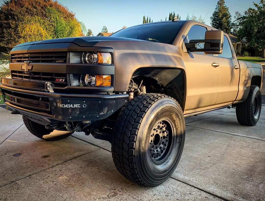 Chevy Silverado 2500HD duramax with a 3 inch lift and coilovers Rogue Racing USA front bumper