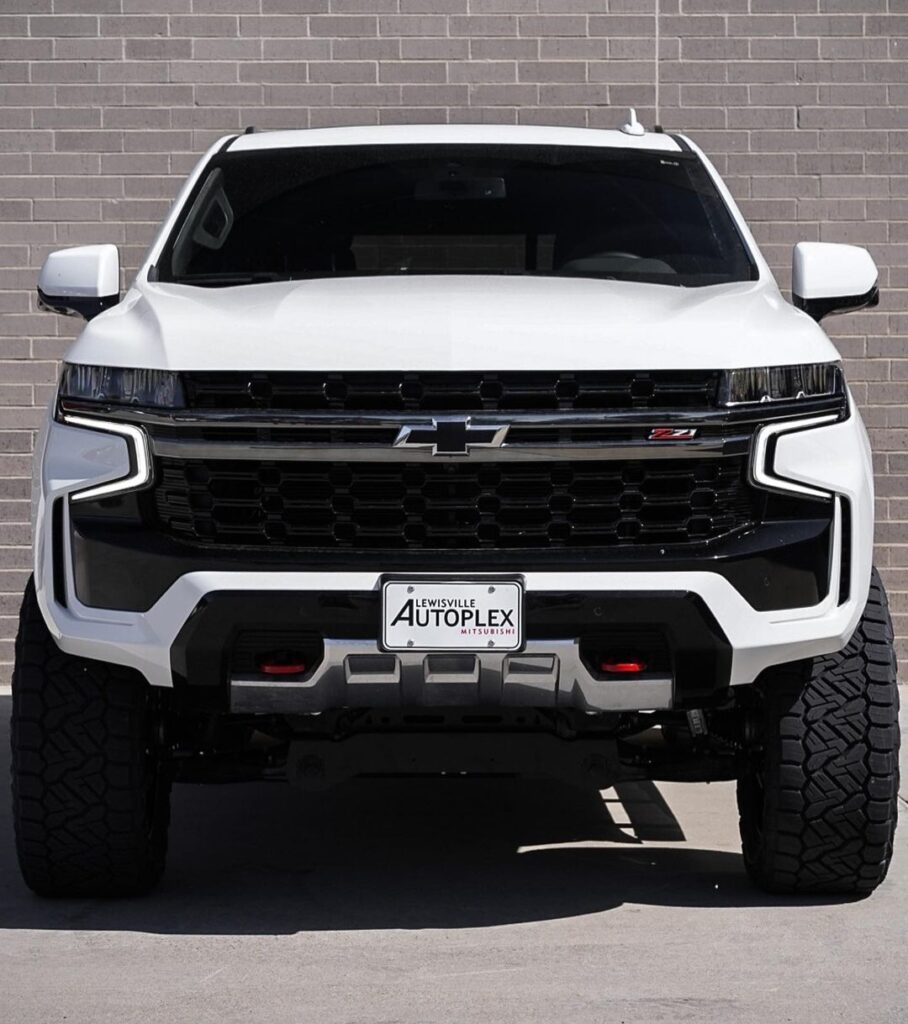 White 2022 Chevy Tahoe lifted