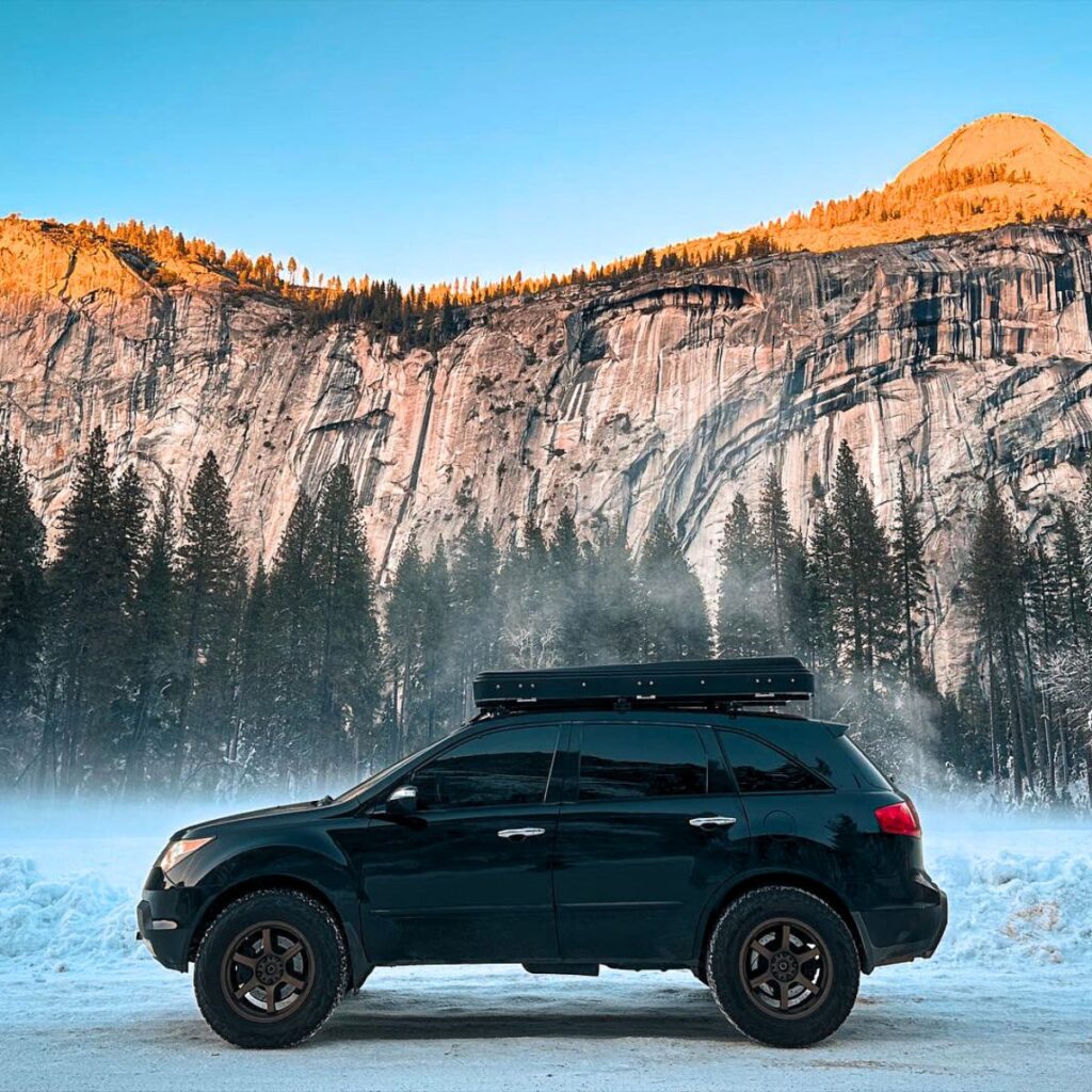 Lidted Acura MDX off-roading in Yosemite National Park