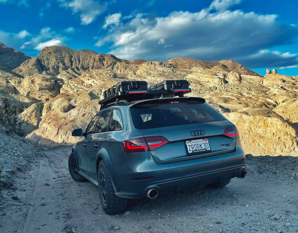 Audi allroad a4 b8 driving off-road in the mountains