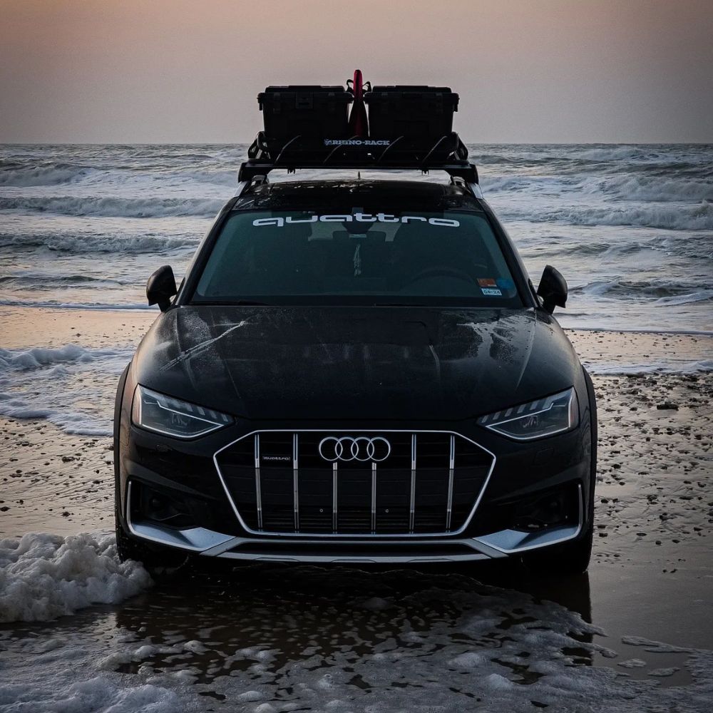 Audi Allroad B9 Overland build with off road roof rack and storage boxes