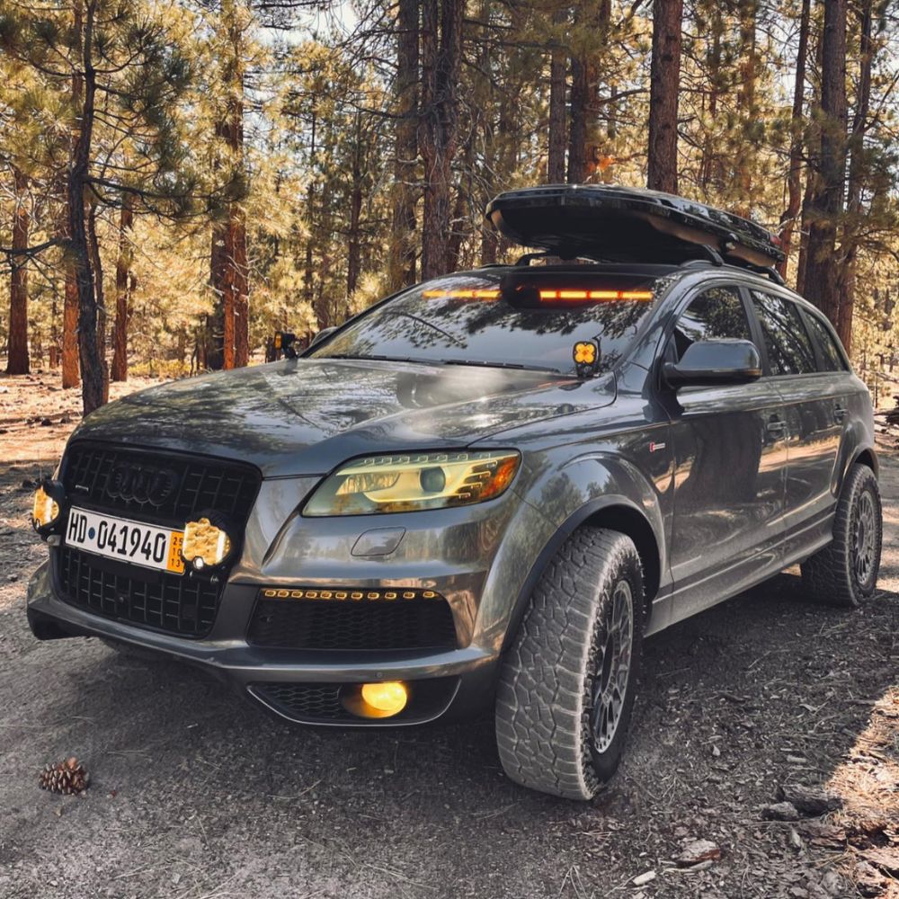 Audi Q7 Gen1 overland build with LED light bars and A/T tires