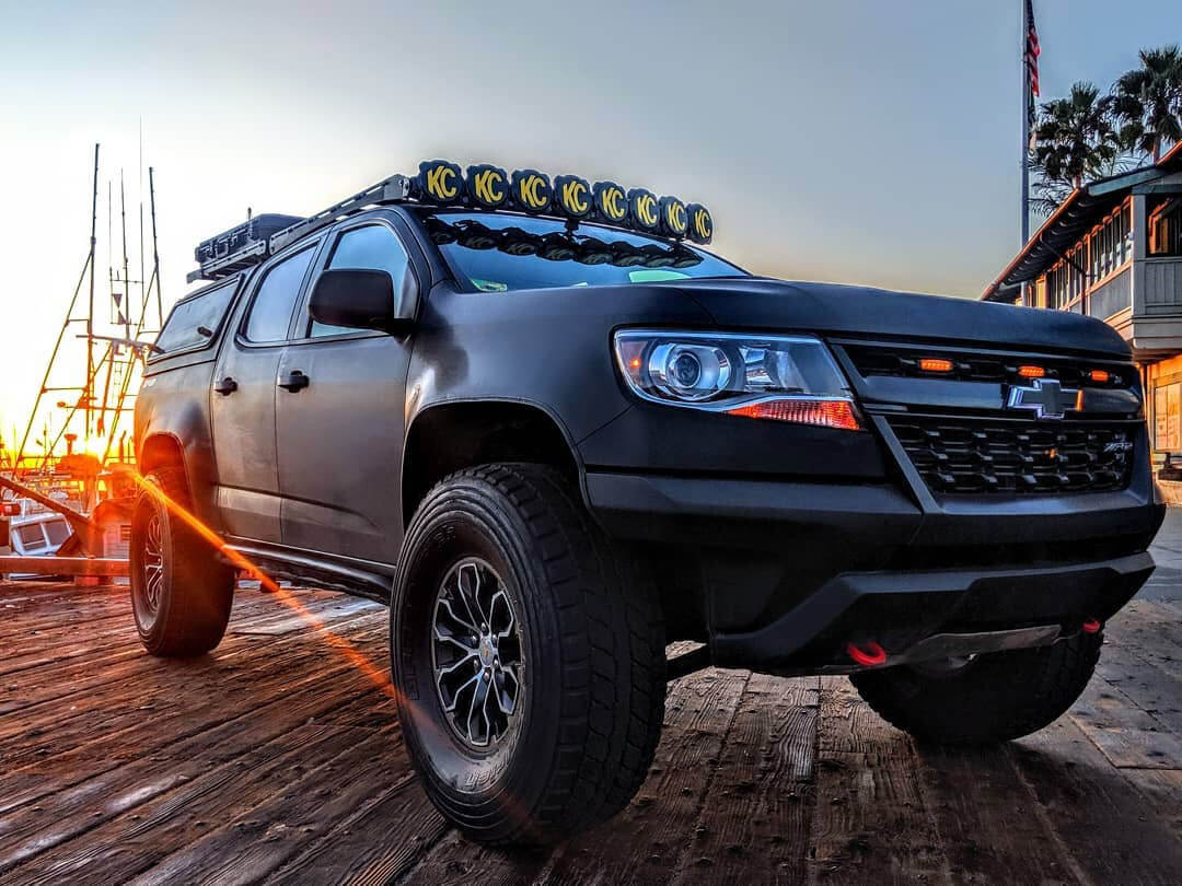 Matte black vinyl wrap on chevy colorado zr2