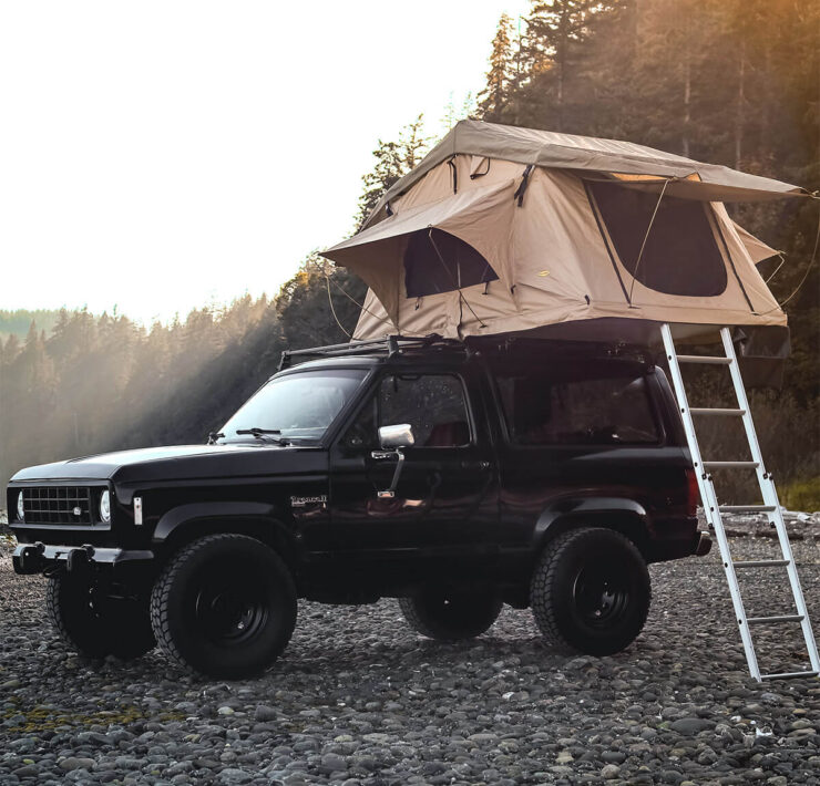 Ford Bronco II off road SUV with a roof top tent