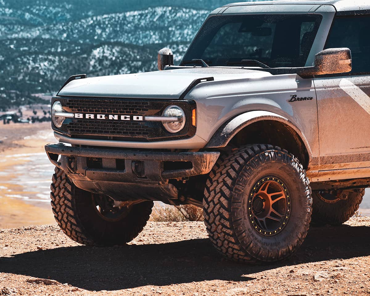 Lifted Ford Bronco Wildtrak fender flares and a lift