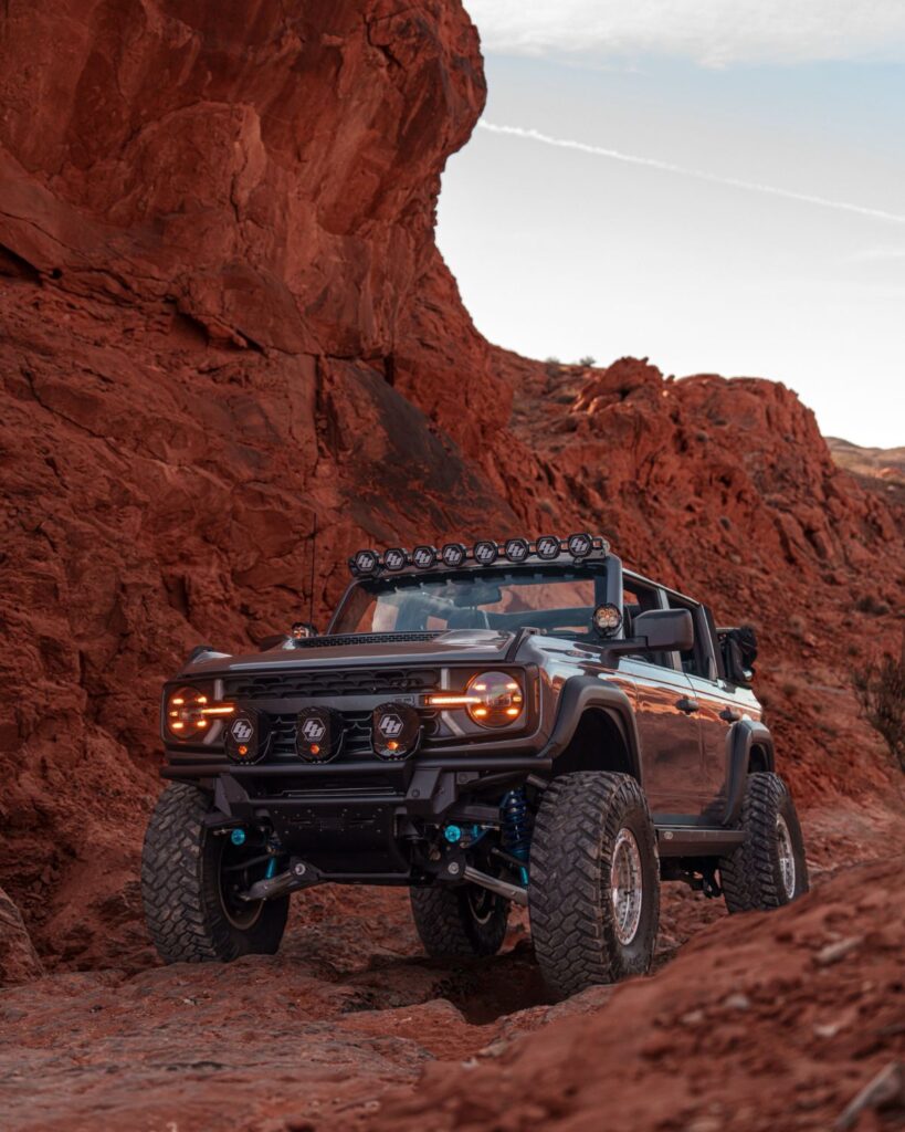 Rock crawling in an open top Ford Bronco 6G