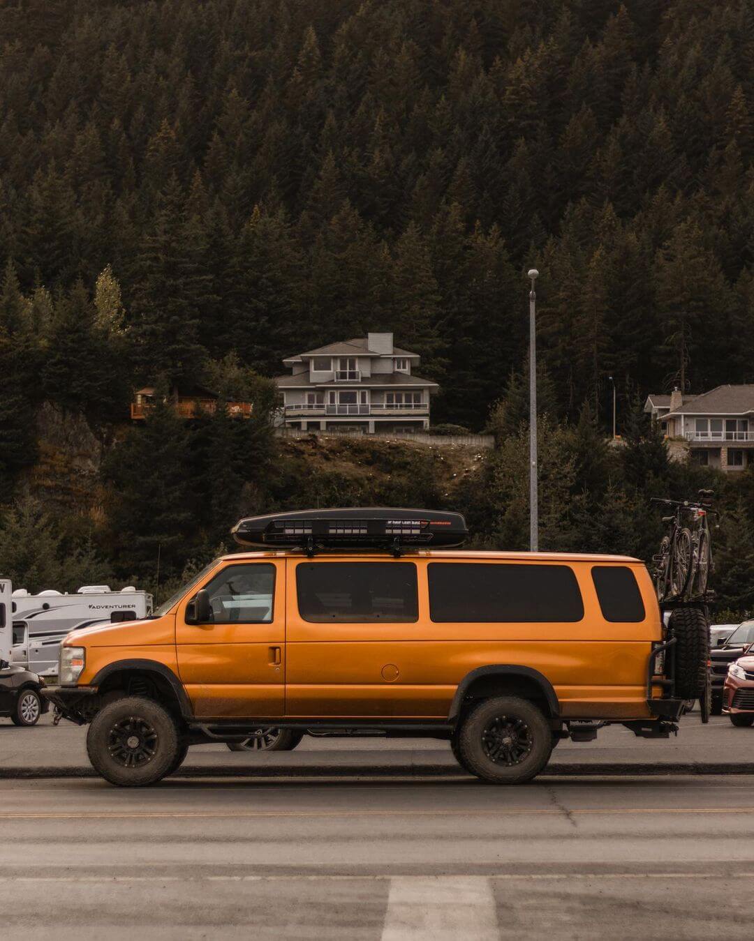 Lifted Ford E350 adventure camper van