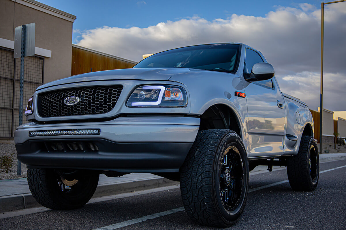 Modified 10th gen Ford F150 lightning with a 5" lift