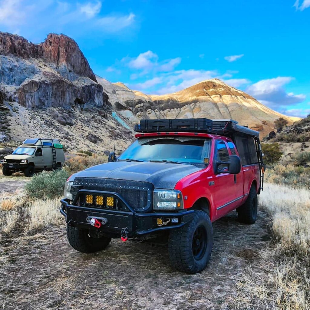 Overland adventures in a lifted Ford F250 diesel truck on 35" tires