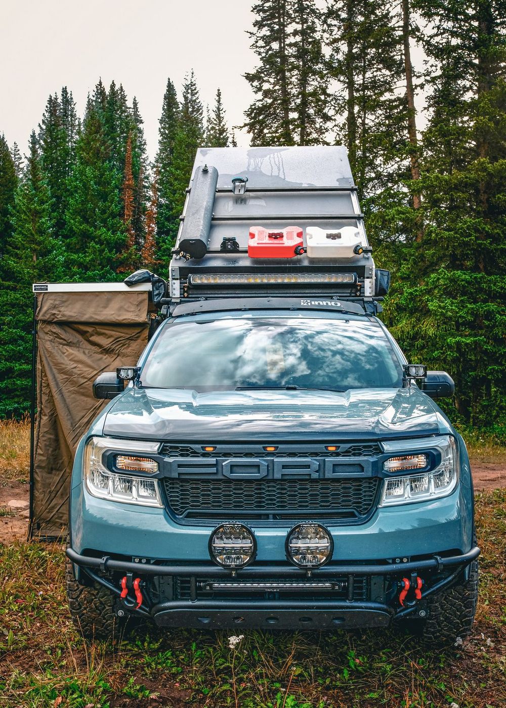Ford Maverick FX4 with Packout camper and custom pre-runner bumper overland setup