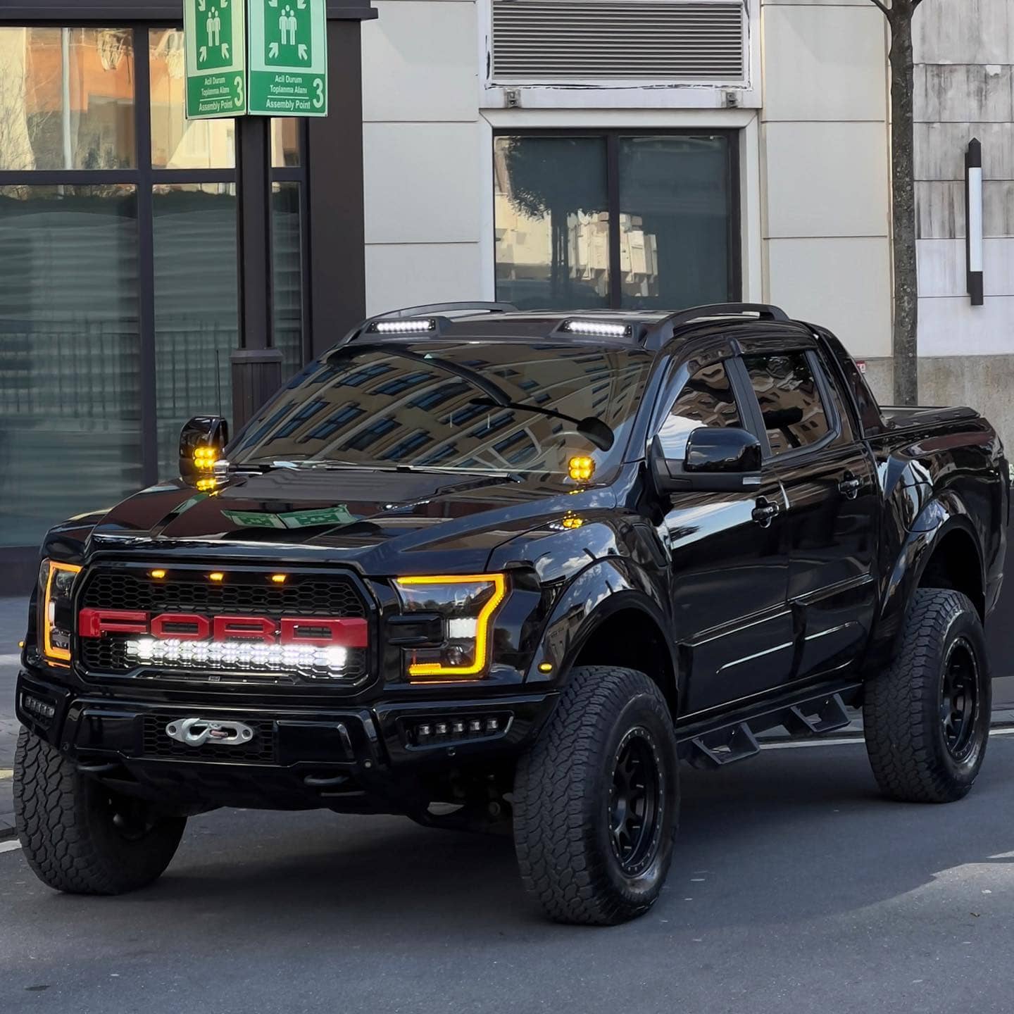 Black Ford Ranger With 13th Gen 2015+ Ford F150 Front End