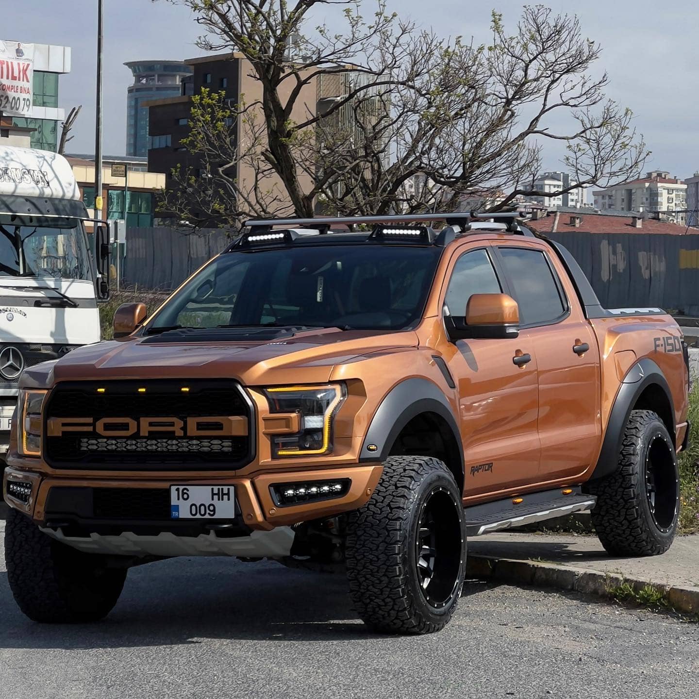 Ford Ranger With Gen 2 Ford F150 Raptor grille, and pre-runner bumper.