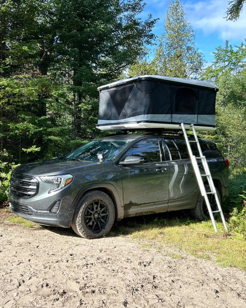 Camping in a GMC Terrain with a James Baroud Odyssey pop-up hard shell tent