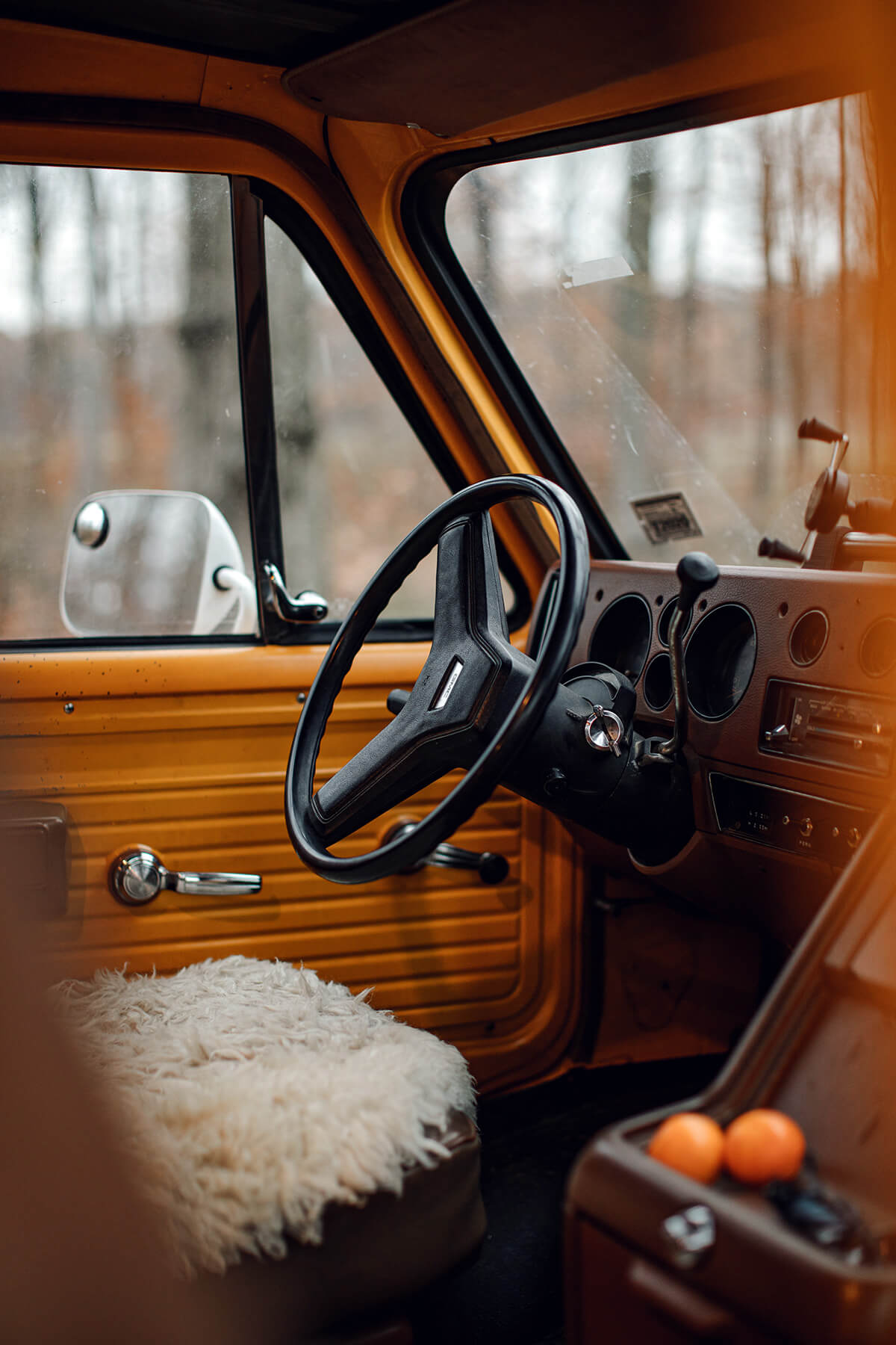 Yellow GMC Vandura van dash