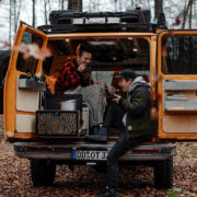 Custom van life setup with kitchen