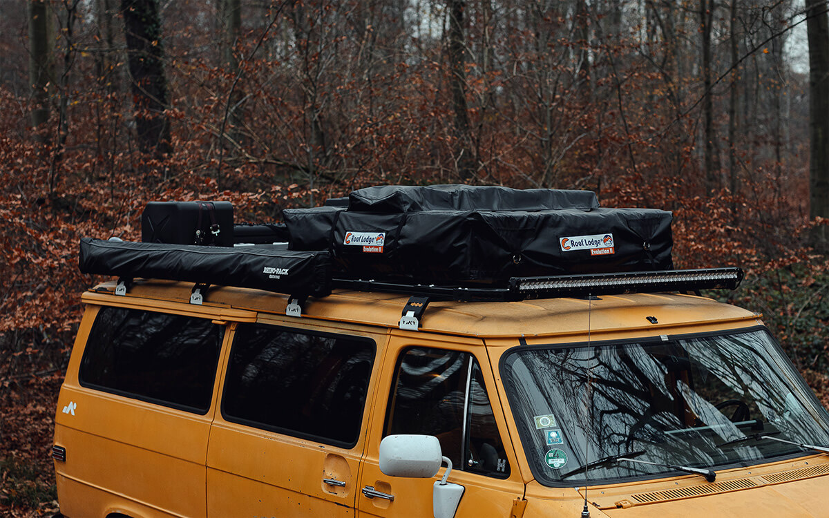 Roof lodge roof rack and rhino rack awning