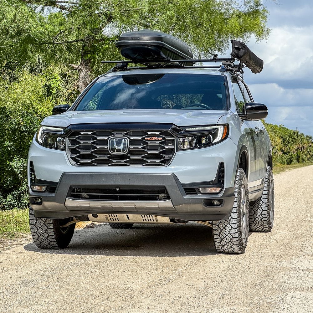 HRG Offroad 4.5 Beast Lift kit raising the front end of a Honda Passport TrailSport