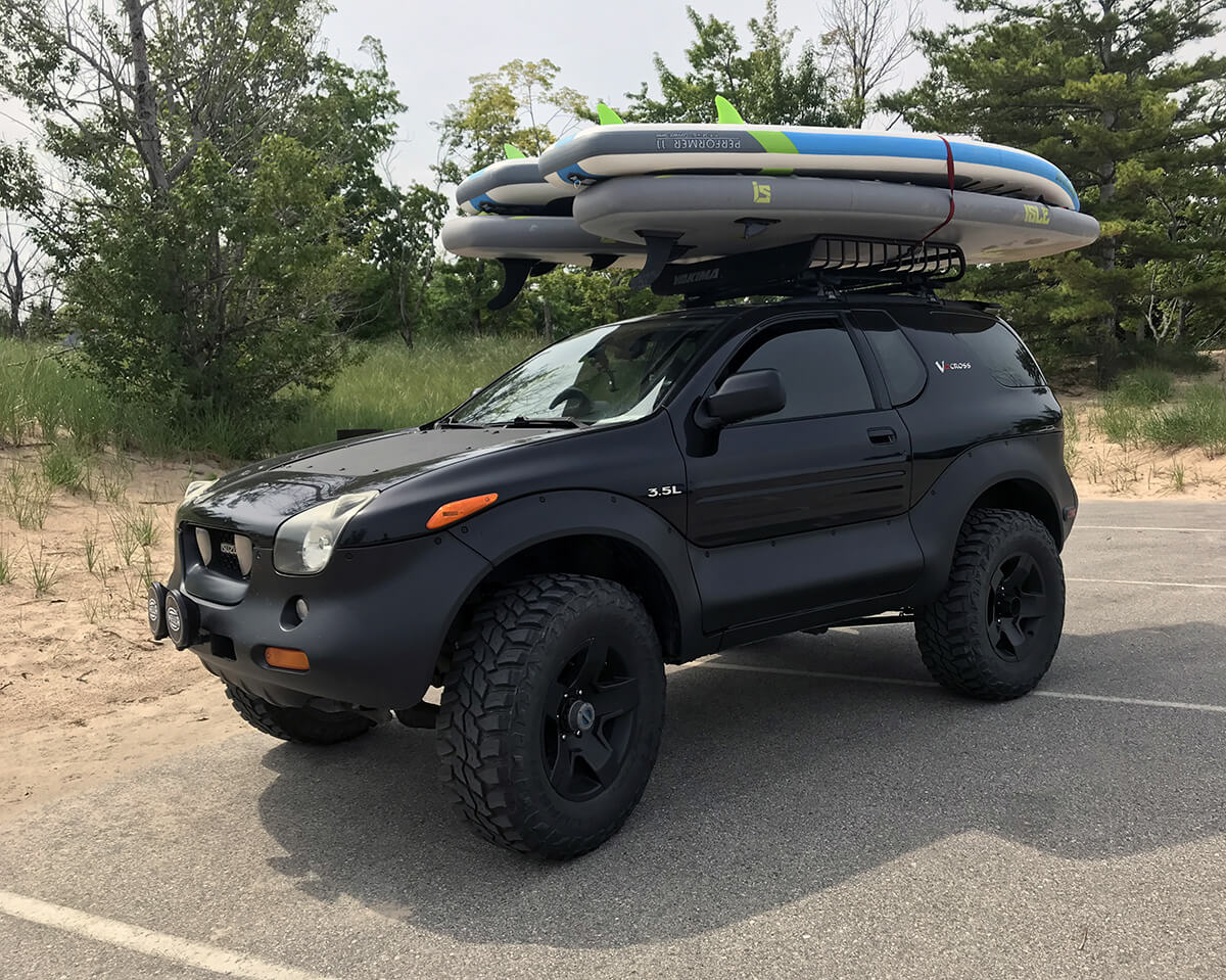 Sup surf in roof rack