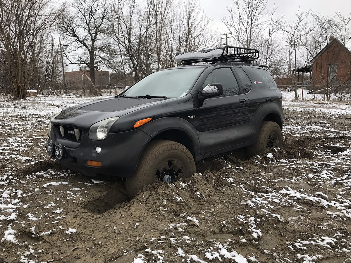 Isuzu Vehicross off-roading in mud