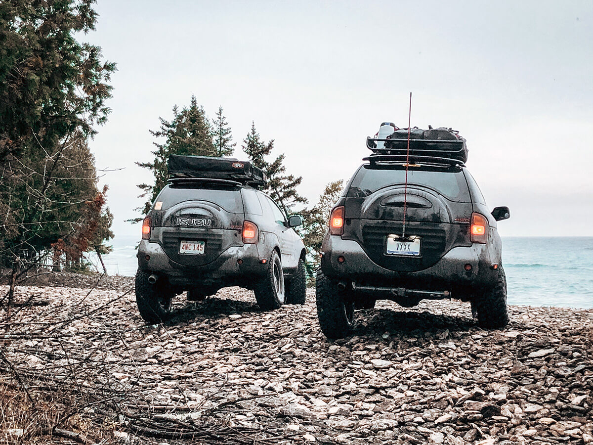 Isuzu Vehicross suspension travel and wheel flex