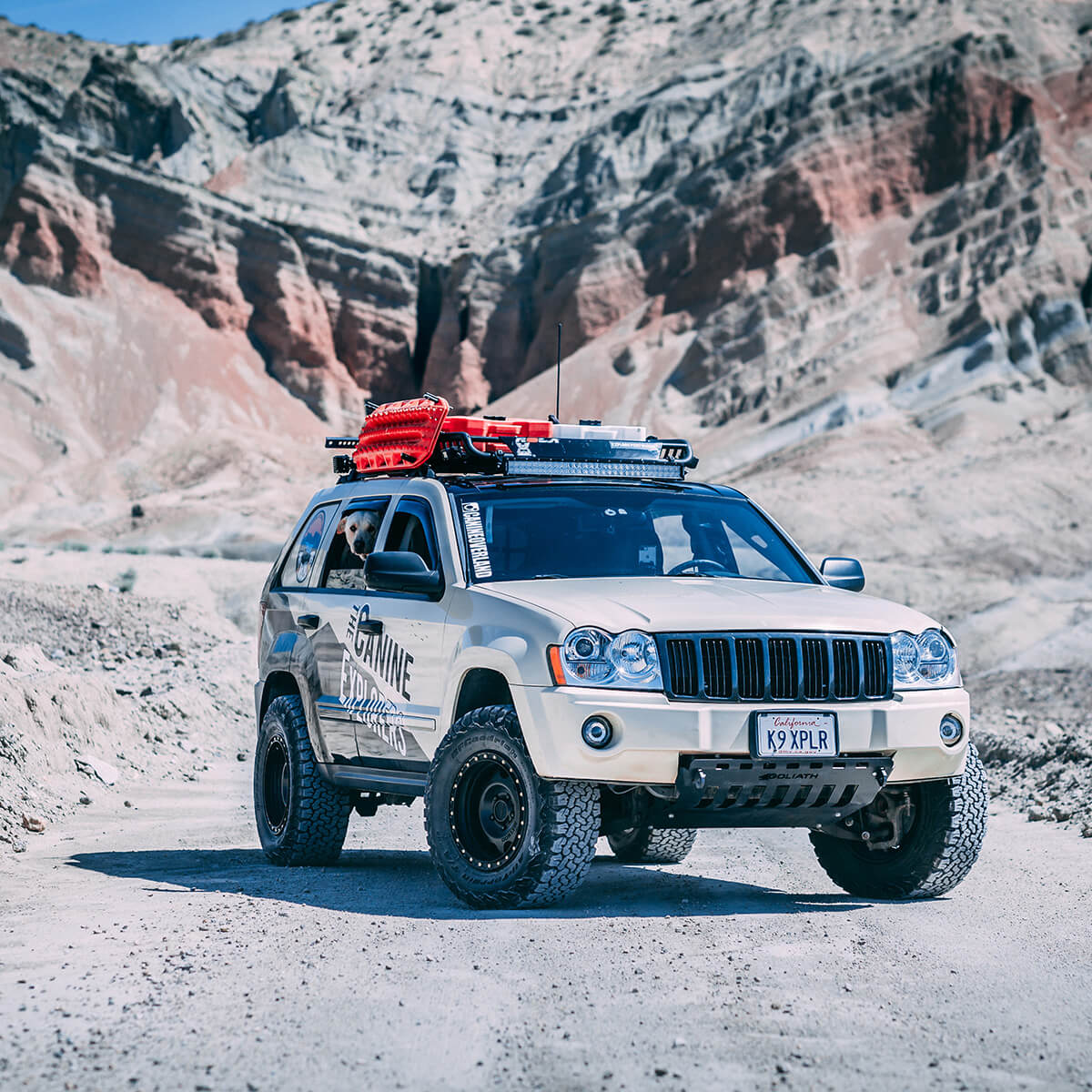 Lifted Jeep Grand Cherokee WK1 with a roof rack