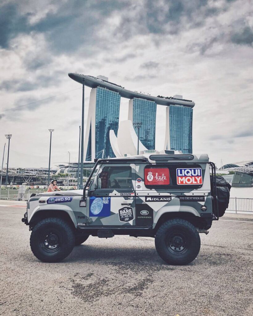 Vintage Land Rover Defender with off road mods in Singapore