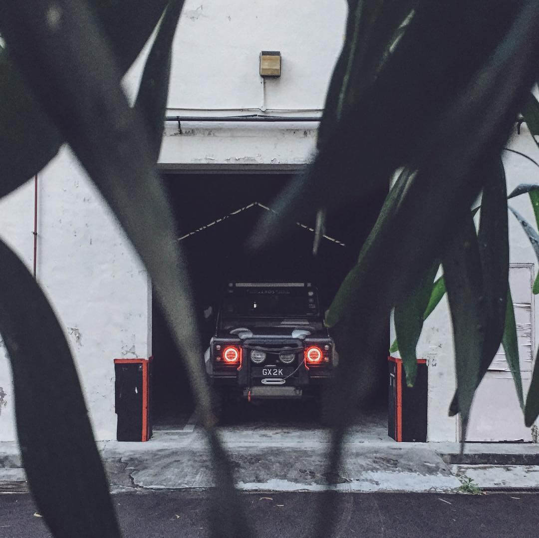 Land Rover Defender Aftermarket Haloring LED lights in Red