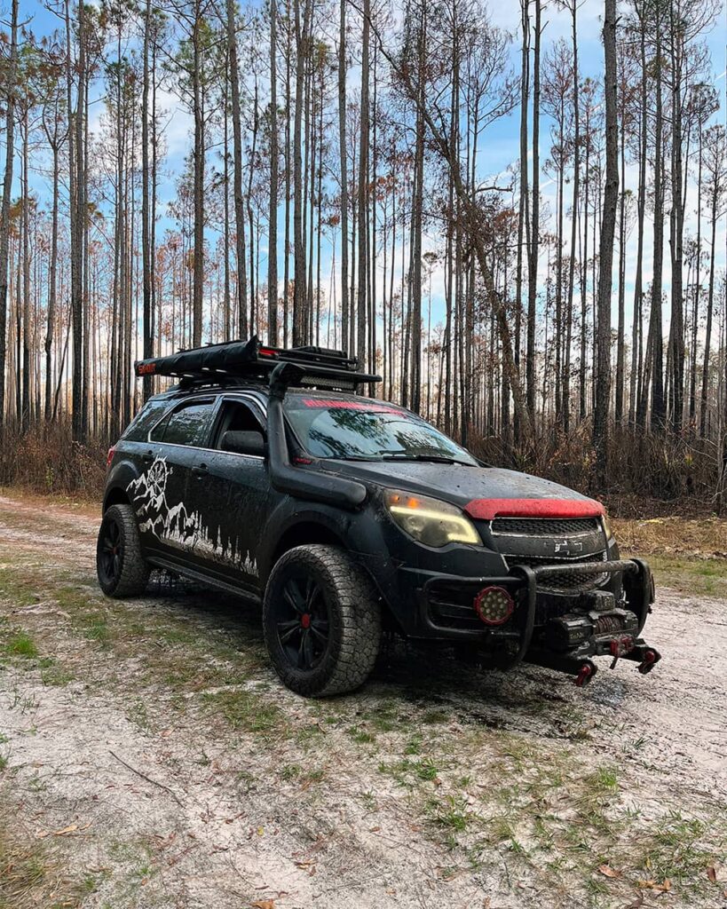 Lifted Chevy Equinox Crossover with a front winch