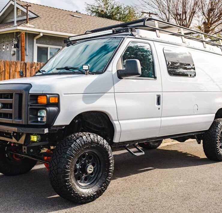 Lifted Ford E250 Adventure Van With 6” Lift and 35s