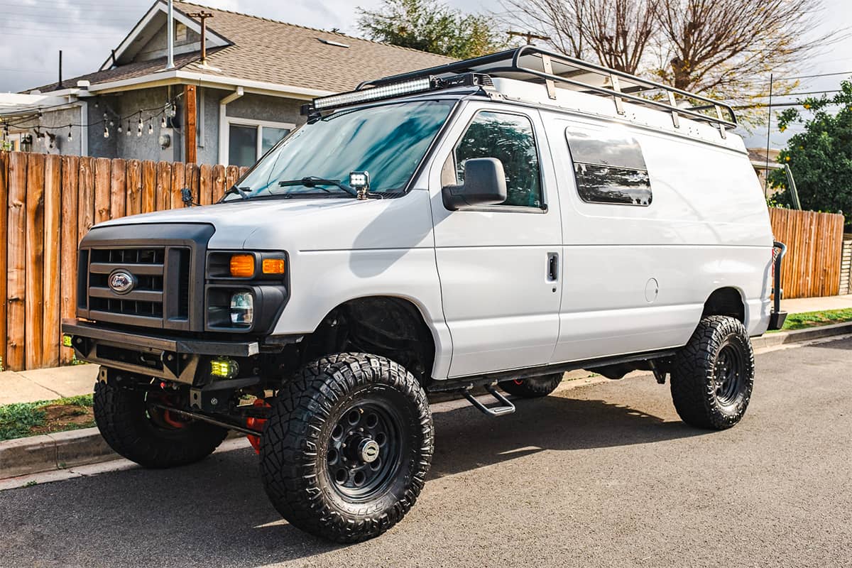 Lifted Ford E250 Adventure Van With 6” Lift and 35s