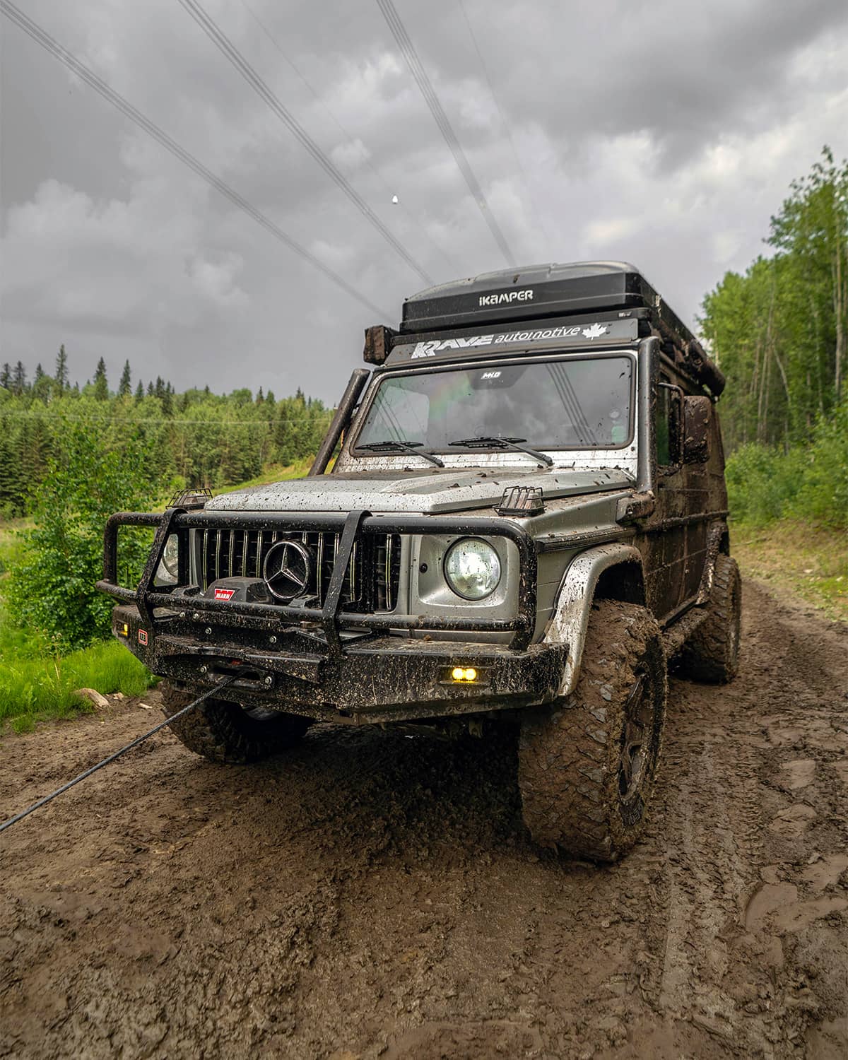 Off roading in a Mercedes G Wagon with 4x modifications