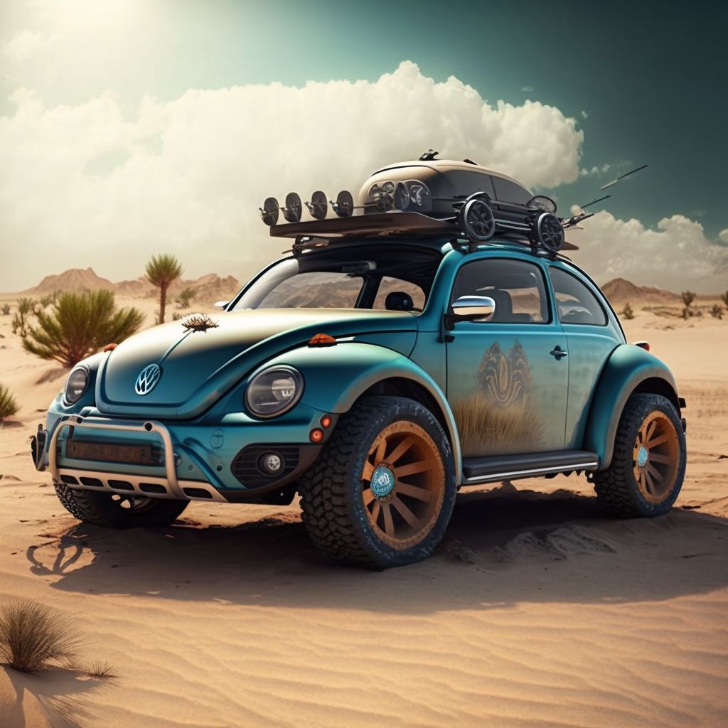 Baja bug with custom front bumper and off-road mods