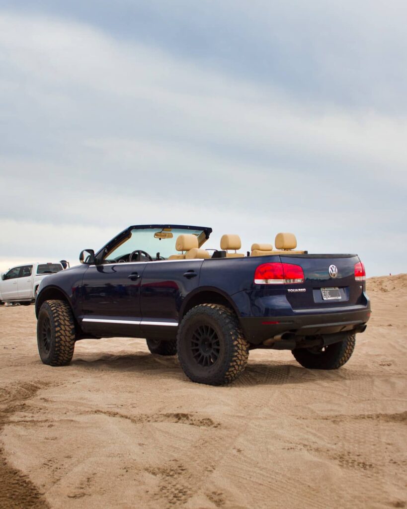 One of a kind VW Touareg Cabriolet with custom cut roof