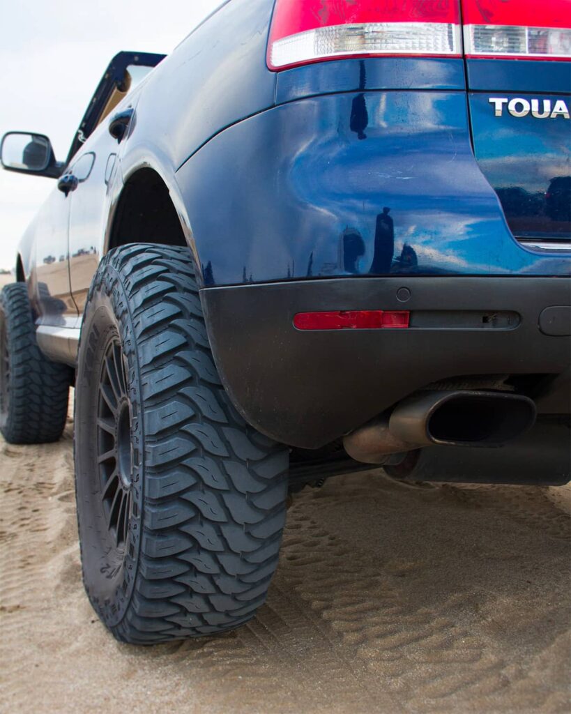35" mud tires stick out quite a bit even with the Eurowise 3 inch lift kit