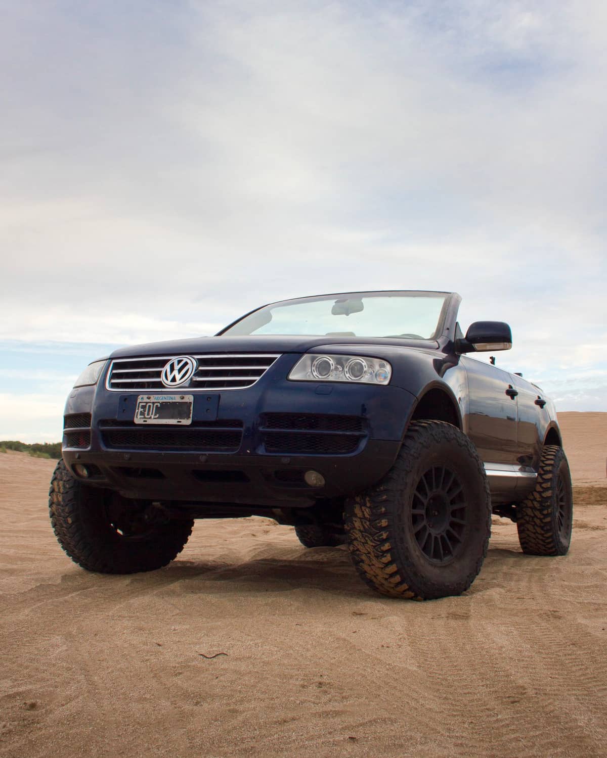 Lifted VW Touareg convertible view from the rear