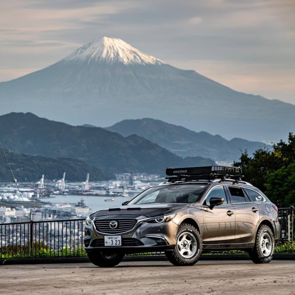 Mazda 6 on 235/70R16 BF Goodrich all terrain tires in Japan on the mount Fuji