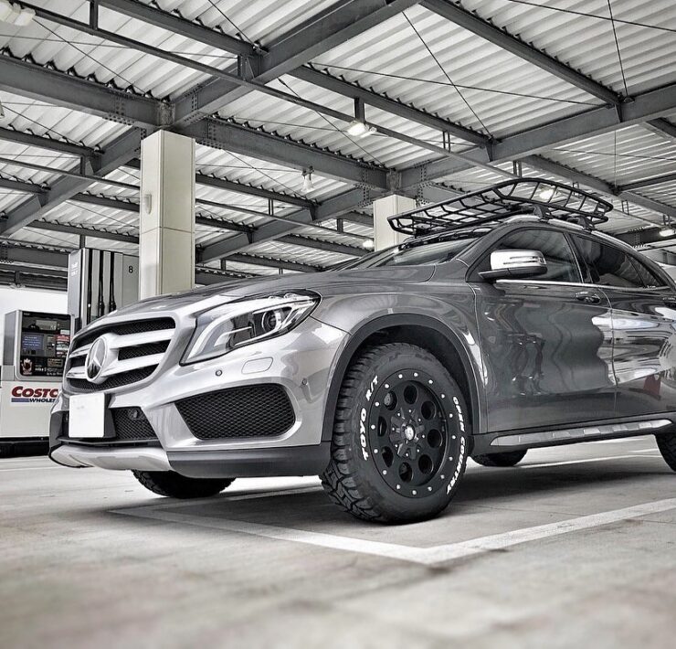 Modified Mercedes GLA with offroad wheels