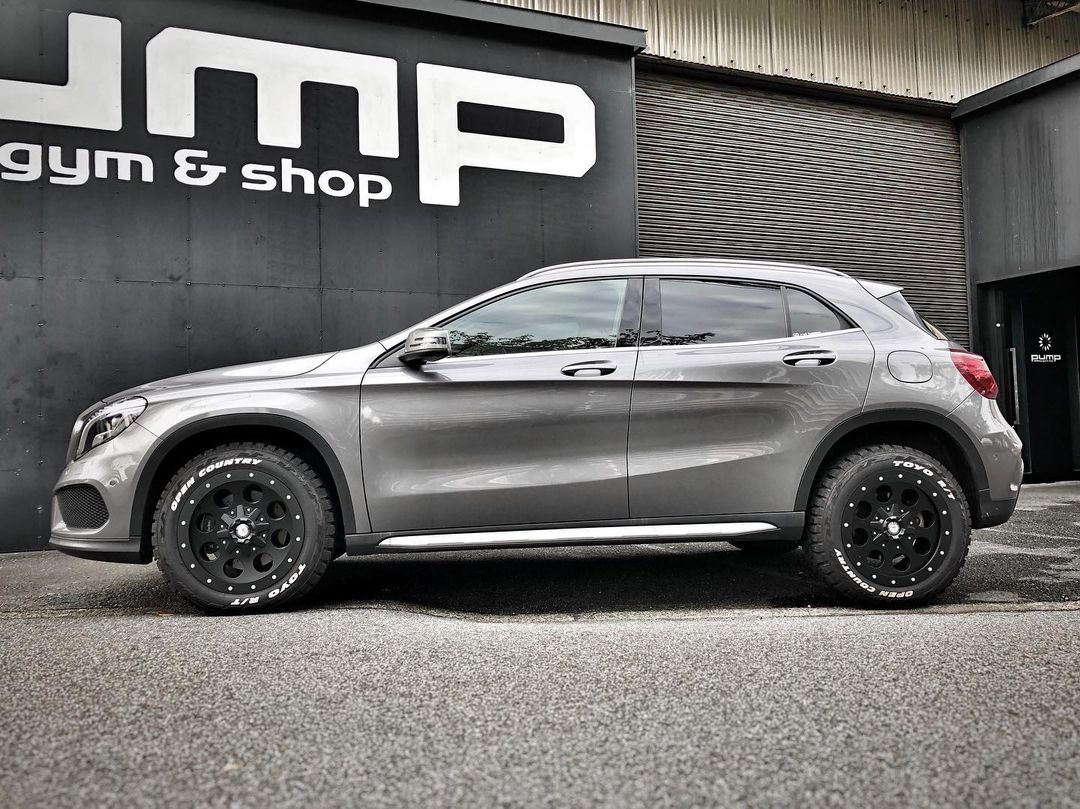 Mercedes GLA with lifted suspension
