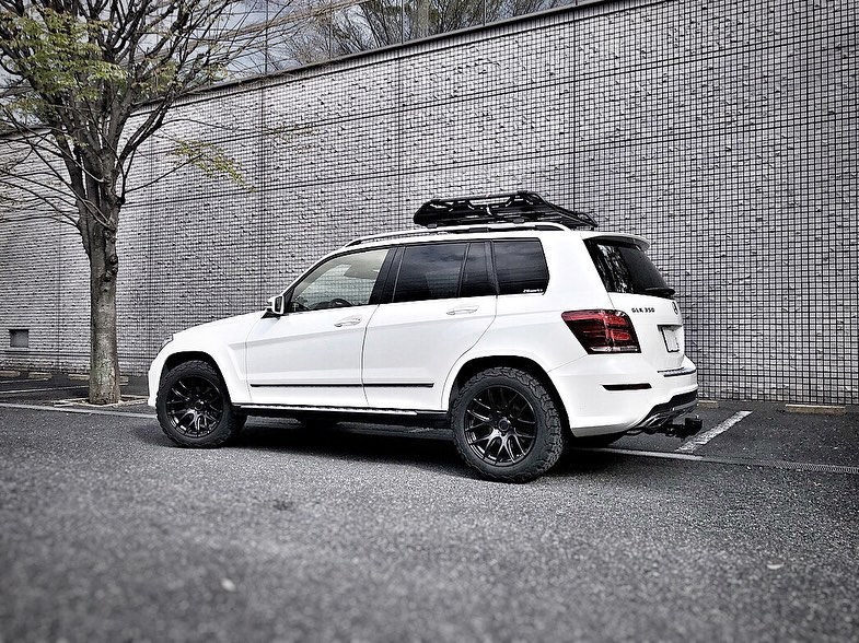 Lifted mercedes GLK crossover with all terrain offroad tires