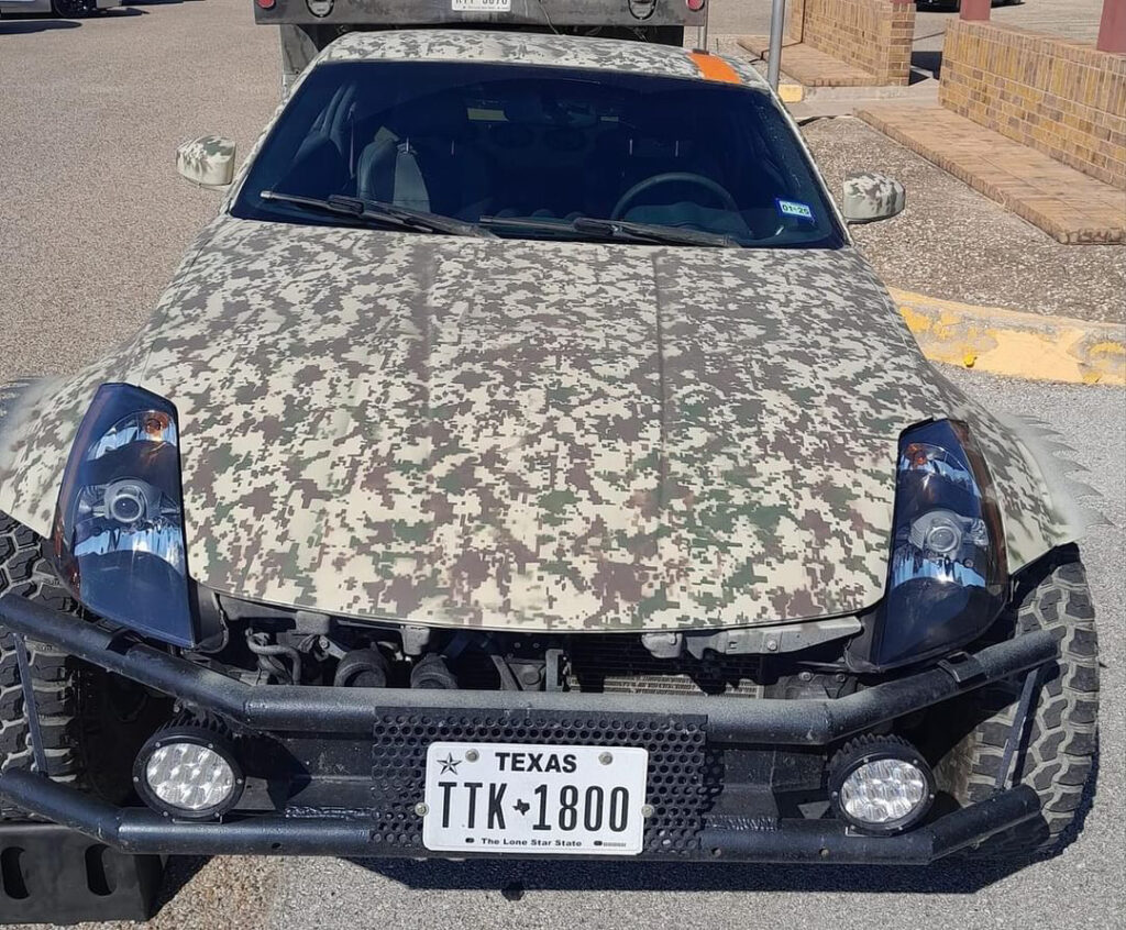 Custom tubular steel off-road bumper on a nissan 350z